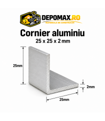 Cornier aluminiu 25 x 25 x 2 mm, 6 metri (EN AW-6060) Cornier aluminiu 25 x 25 x 2 mm, 6 metri (EN AW-6060)